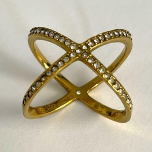 Michael Kors Pave X Ring in Gold - GREAT condition!!